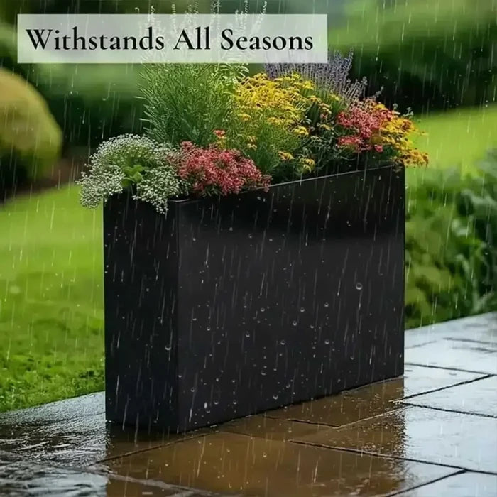 90cm Long Zinc Galvanised Polished Black 60cm Tall Trough Planter
