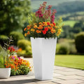 90cm Zinc Galvanised Matte White Tall Tapered Square Planter
