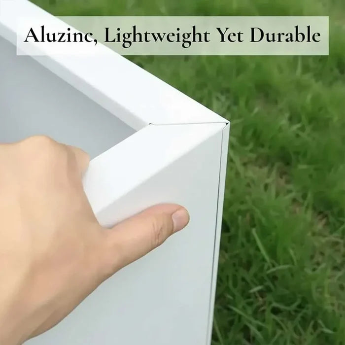 90cm Zinc Galvanised Matte White Tall Tapered Square Planter