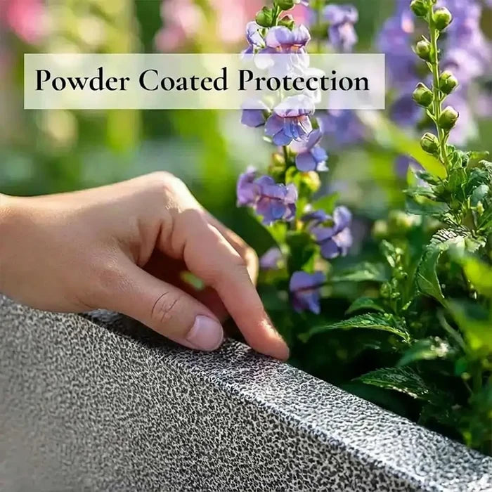 90cm Zinc Galvanised Silver & Black Textured Tall Tapered Square Planter