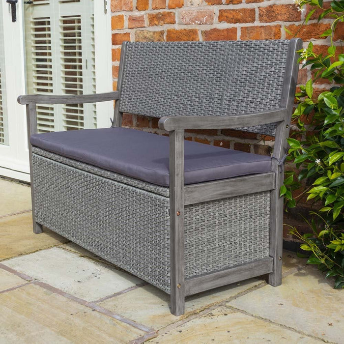 Alderley Rattan Storage Bench - Grey
