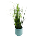 Artificial Grass Plant With Blue Ceramic Planter