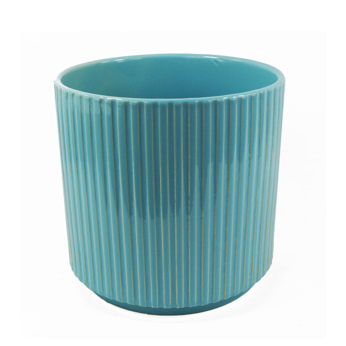 Artificial Grass Plant With Blue Ceramic Planter