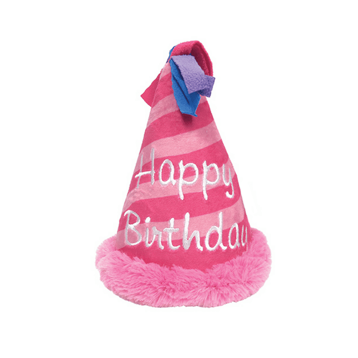 Birthday Party Hat Plush Dog Toy - Pink - Designer Toys from Haute Diggity Dog at DoggyTopia