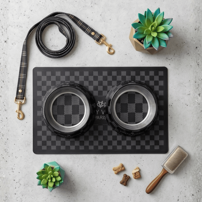 Black Checker Chewy Vuiton Bowl