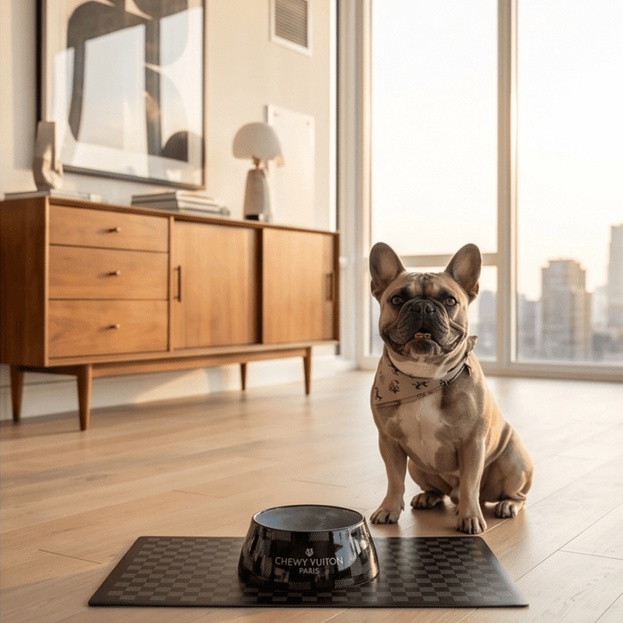 Black Checker Chewy Vuiton Bowl