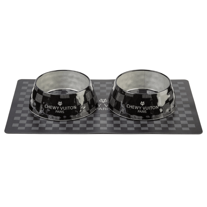 Black Checker Chewy Vuiton Bowl