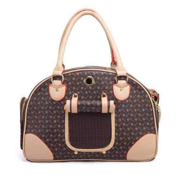 Brown and Tan Pattern Bowling Tote Dog Carrier - Dog Carriers from . at DoggyTopia