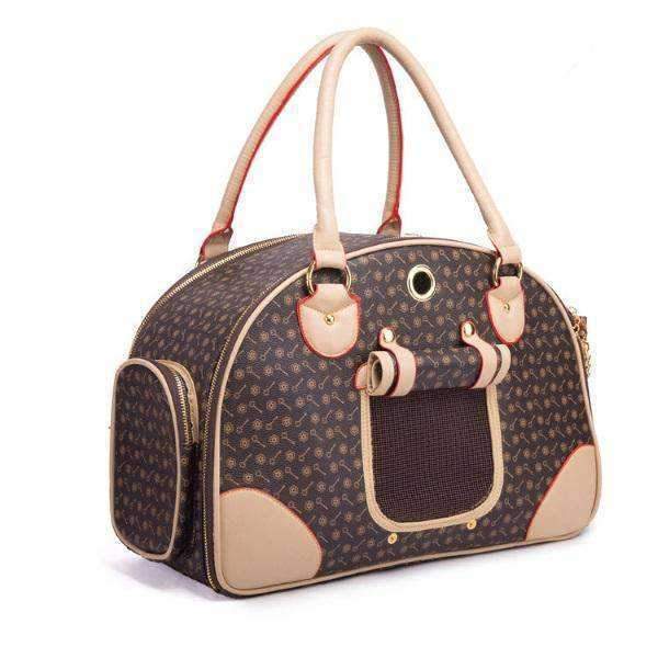 Brown and Tan Pattern Bowling Tote Dog Carrier - Dog Carriers from . at DoggyTopia