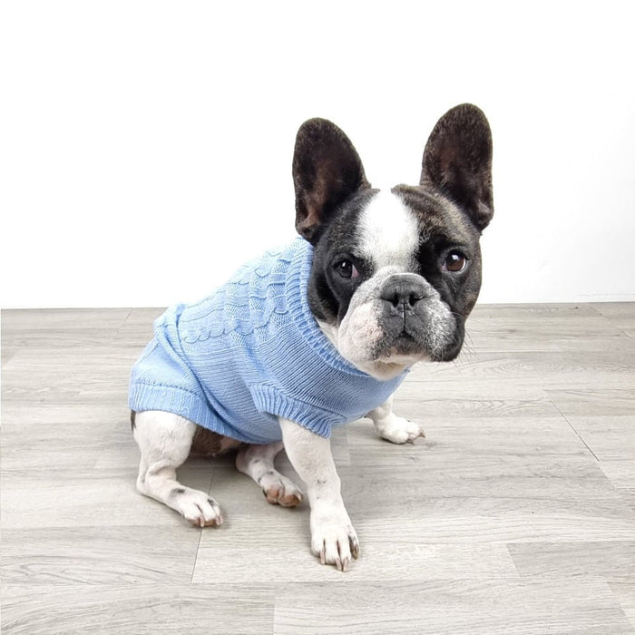 Cable Knit Jumper - Cornflower - Knit Jumpers from DoggyTopia at DoggyTopia
