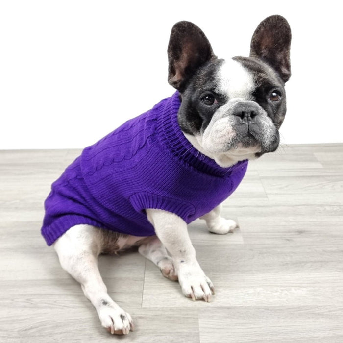 Cable Knit Jumper - Grape - Knit Jumpers from DoggyTopia at DoggyTopia