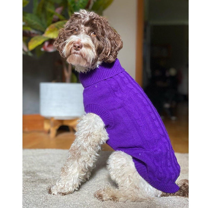 Cable Knit Jumper - Grape - Knit Jumpers from DoggyTopia at DoggyTopia