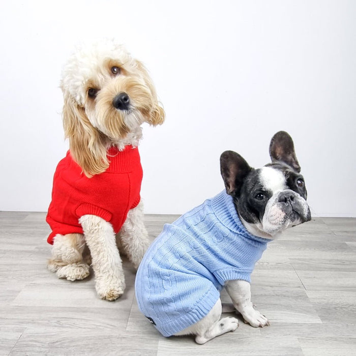 Cable Knit Jumper - Ruby - Knit Jumpers from Sale at DoggyTopia
