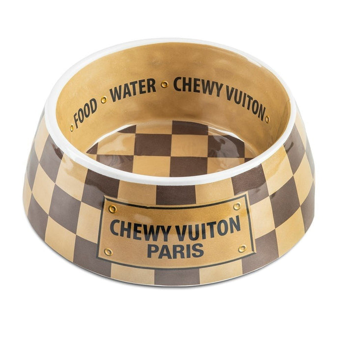 Checker Chewy Vuiton Bowl - Bowls from Haute Diggity Dog at DoggyTopia