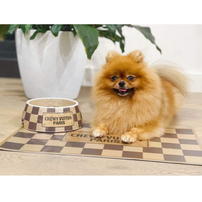 Checker Chewy Vuiton Bowl - Bowls from Haute Diggity Dog at DoggyTopia