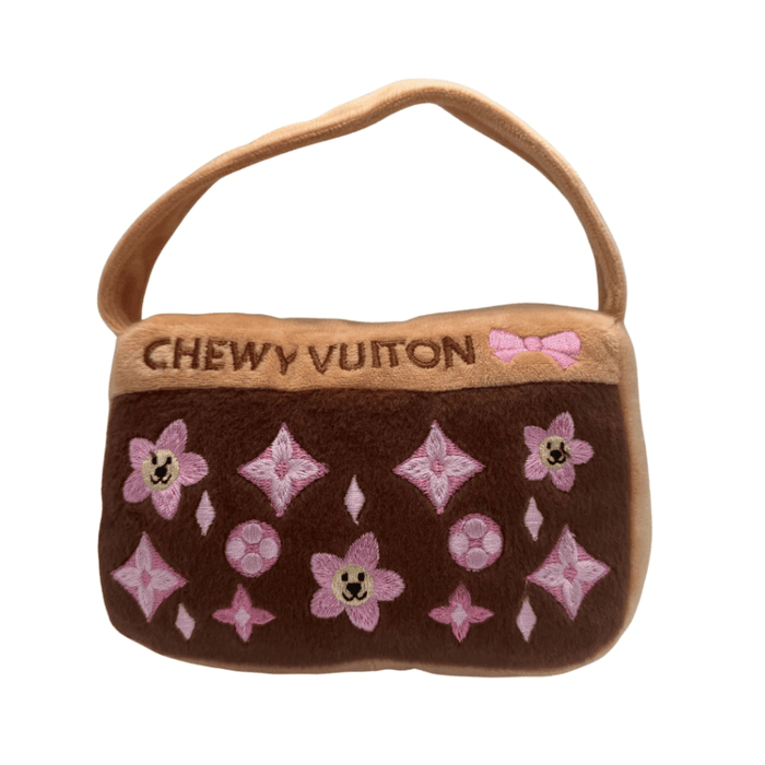 Chewy Vuiton Brown Blossom Purse Dog Toy - Designer Toys from Dog Diggin Designs at DoggyTopia