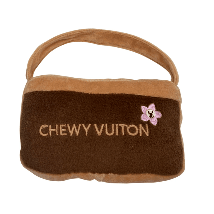Chewy Vuiton Brown Blossom Purse Dog Toy - Designer Toys from Dog Diggin Designs at DoggyTopia