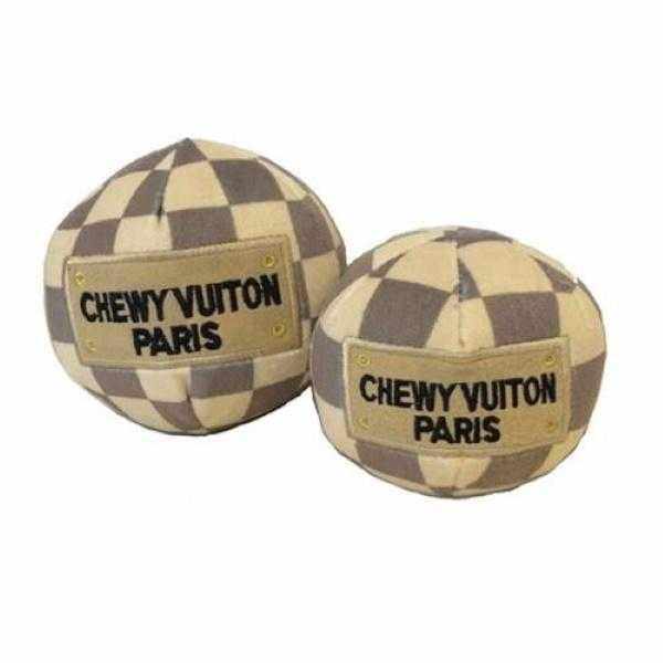 Chewy Vuiton Checker Ball Dog Toy - Designer Toys from Haute Diggity Dog at DoggyTopia