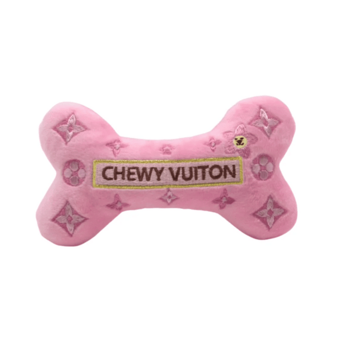 Chewy Vuiton Pink Blossom Dog Bone Toy - Designer Toys from Dog Diggin Designs at DoggyTopia