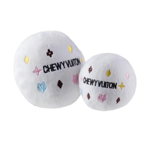 Chewy Vuiton White Ball Toy - Designer Toys from Haute Diggity Dog at DoggyTopia