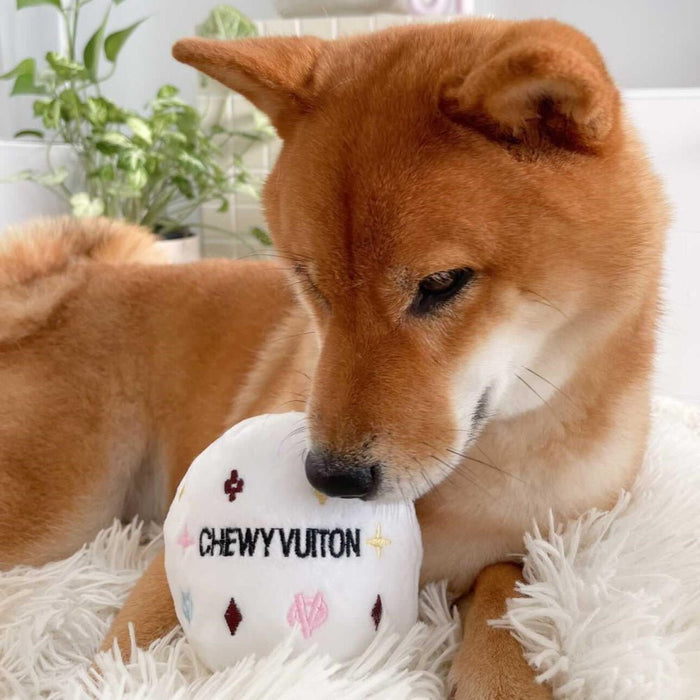 Chewy Vuiton White Ball Toy - Designer Toys from Haute Diggity Dog at DoggyTopia
