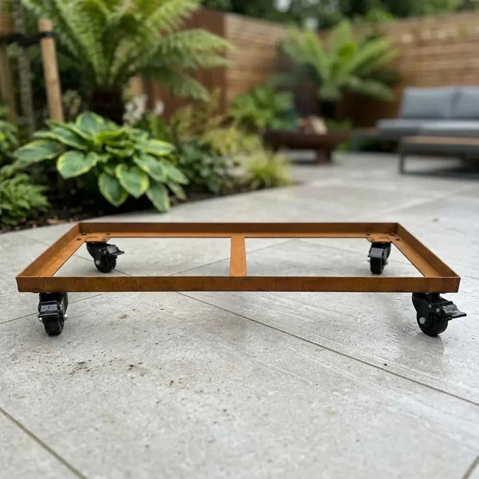 Corten Steel Wheel base for 1m Trough Planter 100cm(L) x 40cm(H) x 40cm(W)