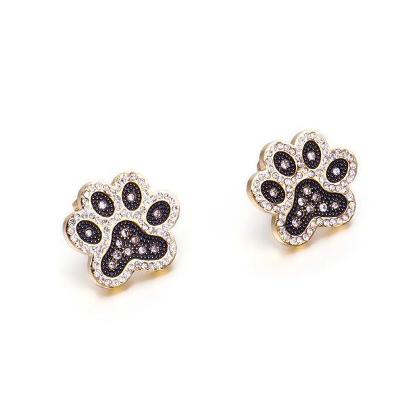 Crystal Paw Stud Earrings - Earrings from Sale at DoggyTopia