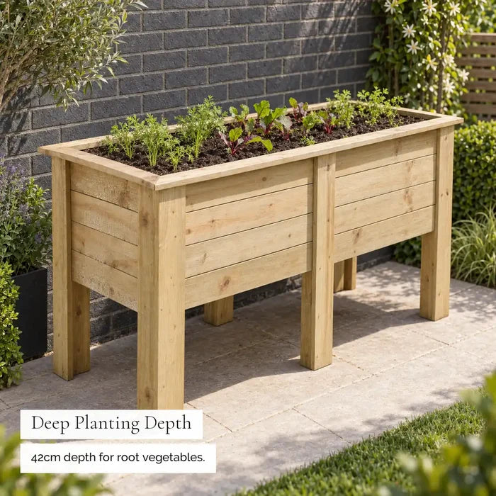 Deep Root V-Shape Timber Planter (1.8m) — deep planting depth