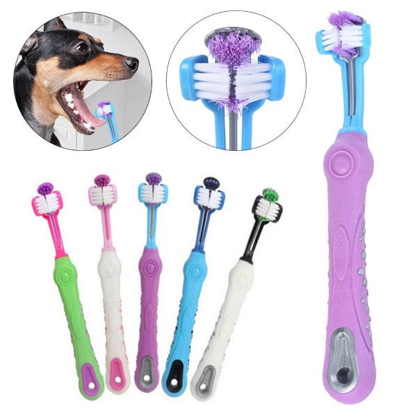 Dog 3 Sided Toothbrush - Oral Care from . at DoggyTopia