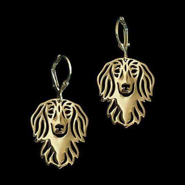 Dog Earrings - Dachshund Long Haired - Earrings from . at DoggyTopia