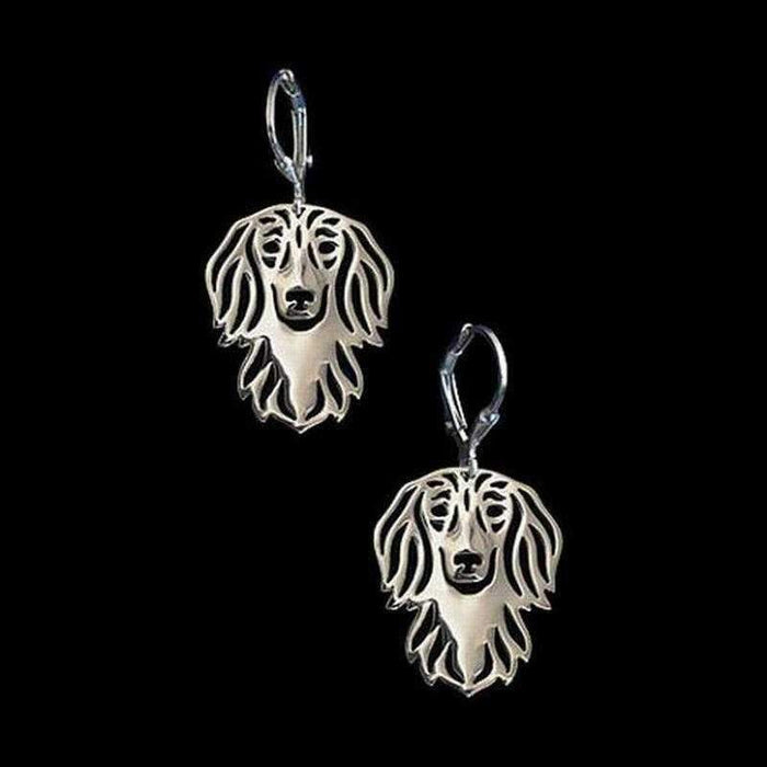 Dog Earrings - Dachshund Long Haired - Earrings from . at DoggyTopia