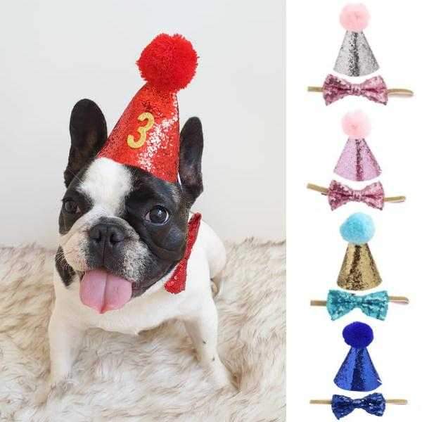 Dog Party Hat & Bow Tie Collar - Custom Age - Dog Party Hats from . at DoggyTopia