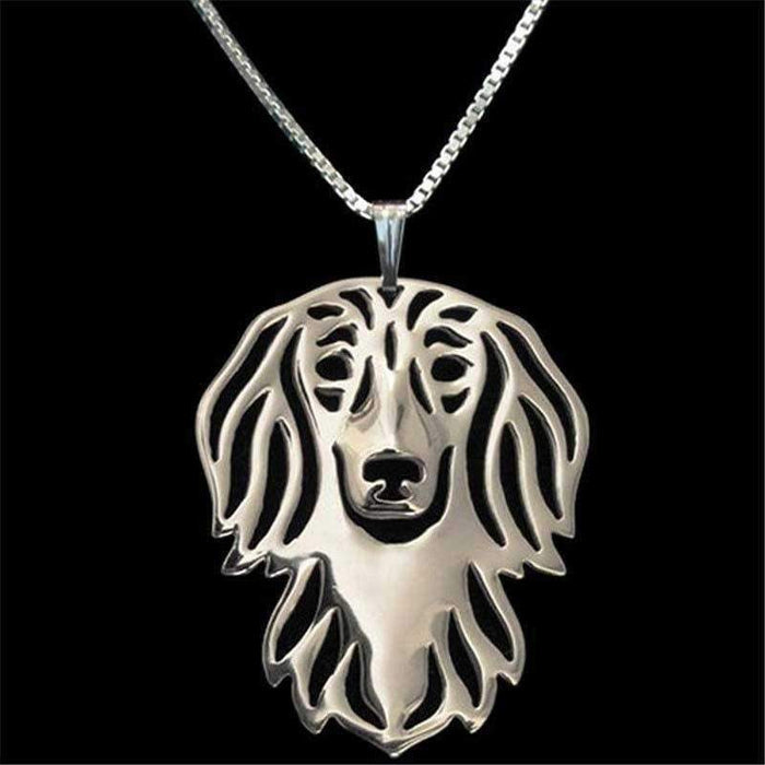 Dog Pendant Necklace - Dachshund Long Haired - Necklaces from . at DoggyTopia