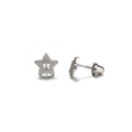 Girls Sterling Silver Open Star Screw-Back Earrings for Kids
