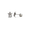Girls Sterling Silver Screw-Back Star CZ Earrings for Kids