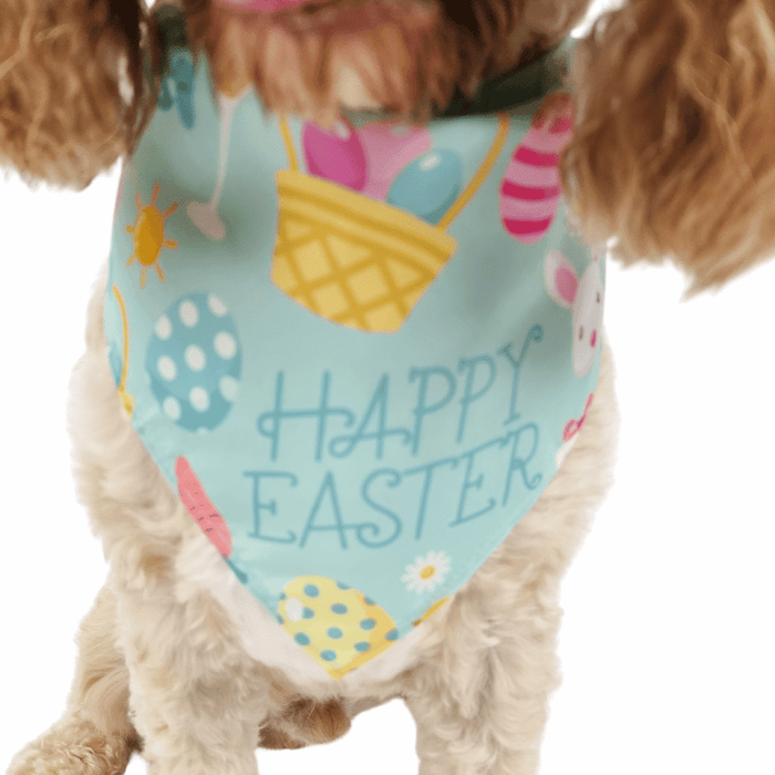 Happy Easter Bandana - Blue - Bandanas from . at DoggyTopia