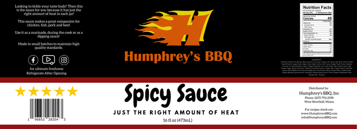Humphrey's Spicy Sauce - 16oz - Humphreys BBQ