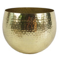 Large Metal bowl 22 x 18cm Hammered Brass Gold Colour - Straight Edge
