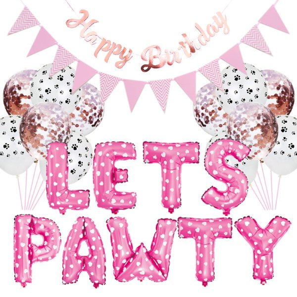 Lets Pawty Party Pack - Pink (34pcs) - Party Balloons from . at DoggyTopia