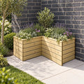 Linear Contemporary Corner Planter — planted hero