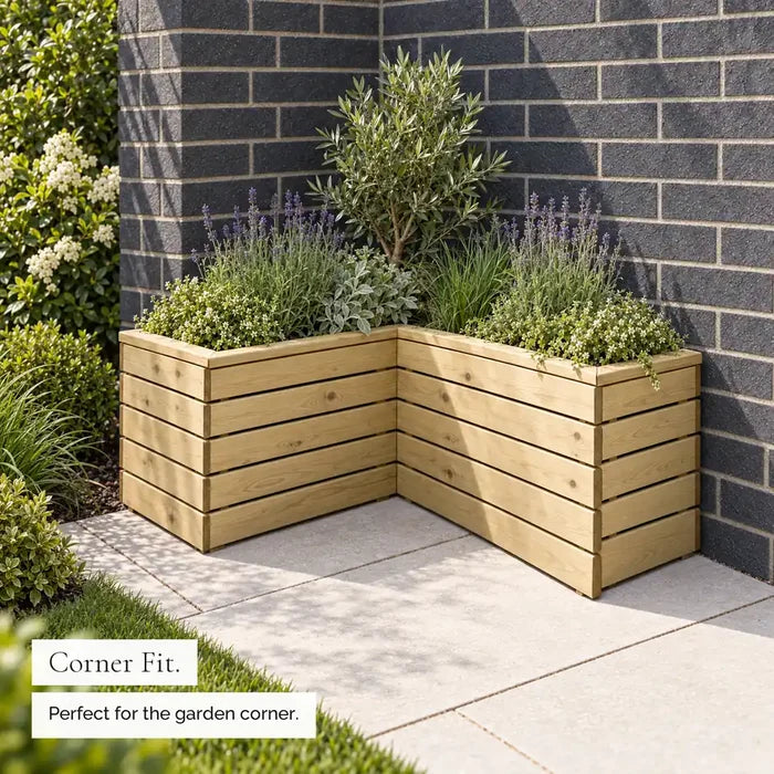 Linear Contemporary Corner Planter — corner fit