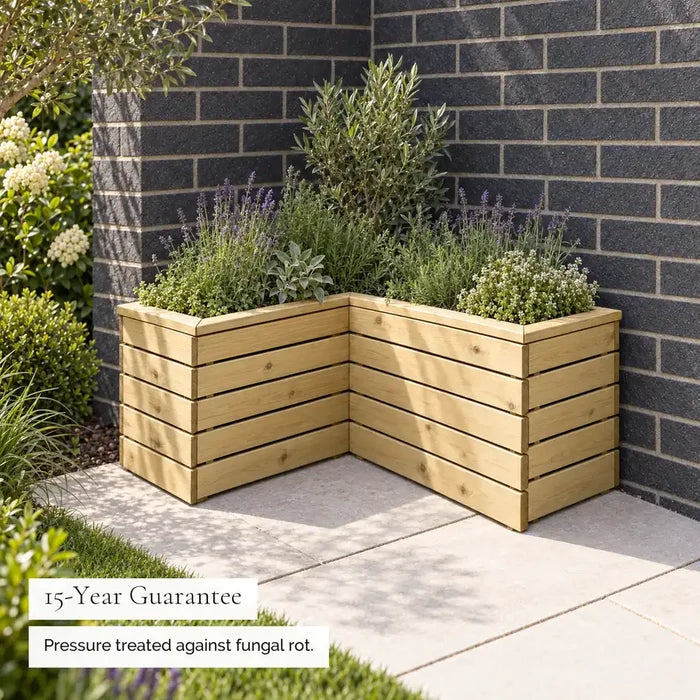 Linear Contemporary Corner Planter — guarantee