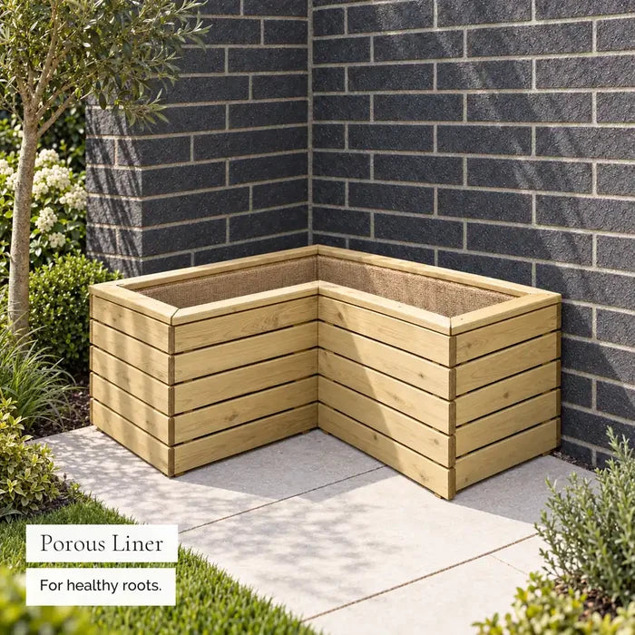 Linear Contemporary Corner Planter — liner