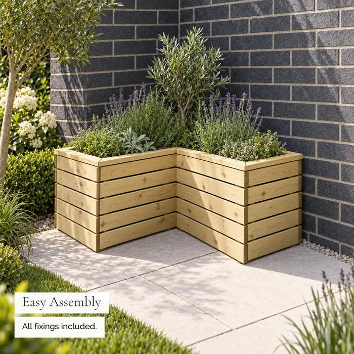 Linear Contemporary Corner Planter — easy assembly
