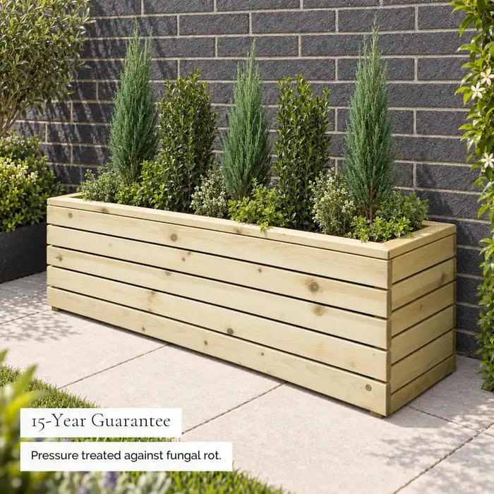Linear Slatted Trough Planter — 15-year guarantee