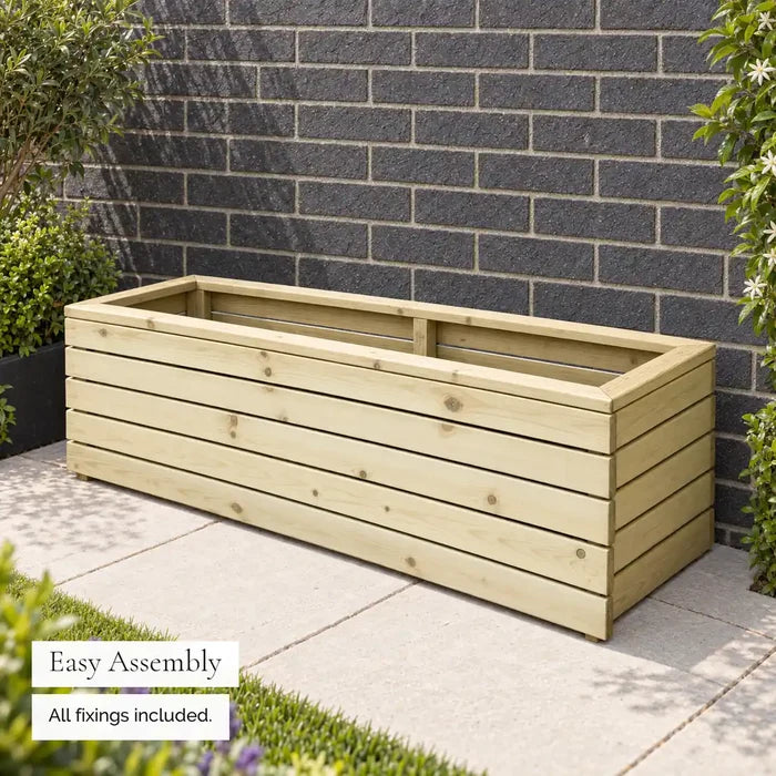 Linear Slatted Trough Planter — easy assembly