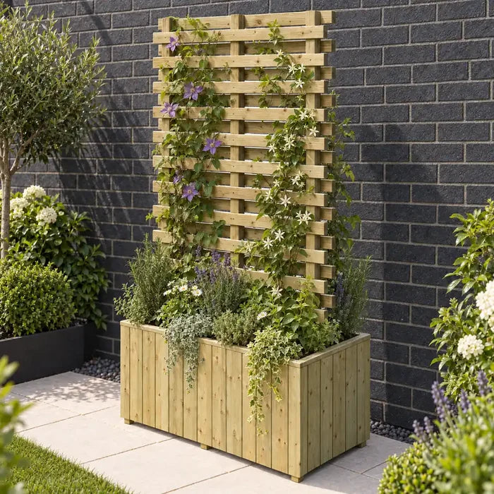 Living Screen Trellis Divider Planter (1.8m) — planted hero