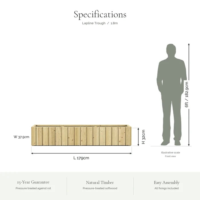 Low Level Lapline Timber Trough (1.8m) — specifications