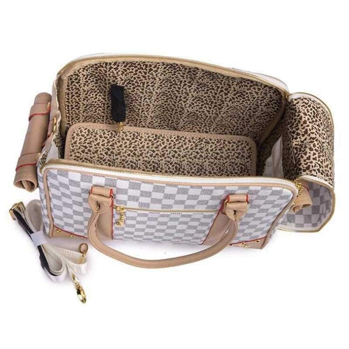 Luxe Checker Dog Carrier - Dog Carriers from . at DoggyTopia