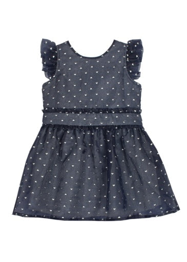 MAJESTY FLUTTER SLEEVE ORGANZA & SPARKLING KNIT DRESS